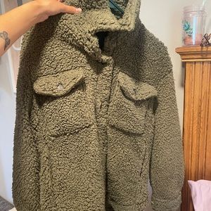 small green teddy jacket